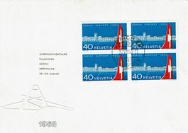 Lettre avec bloc de 4 no 313 oblit. Zürich 58