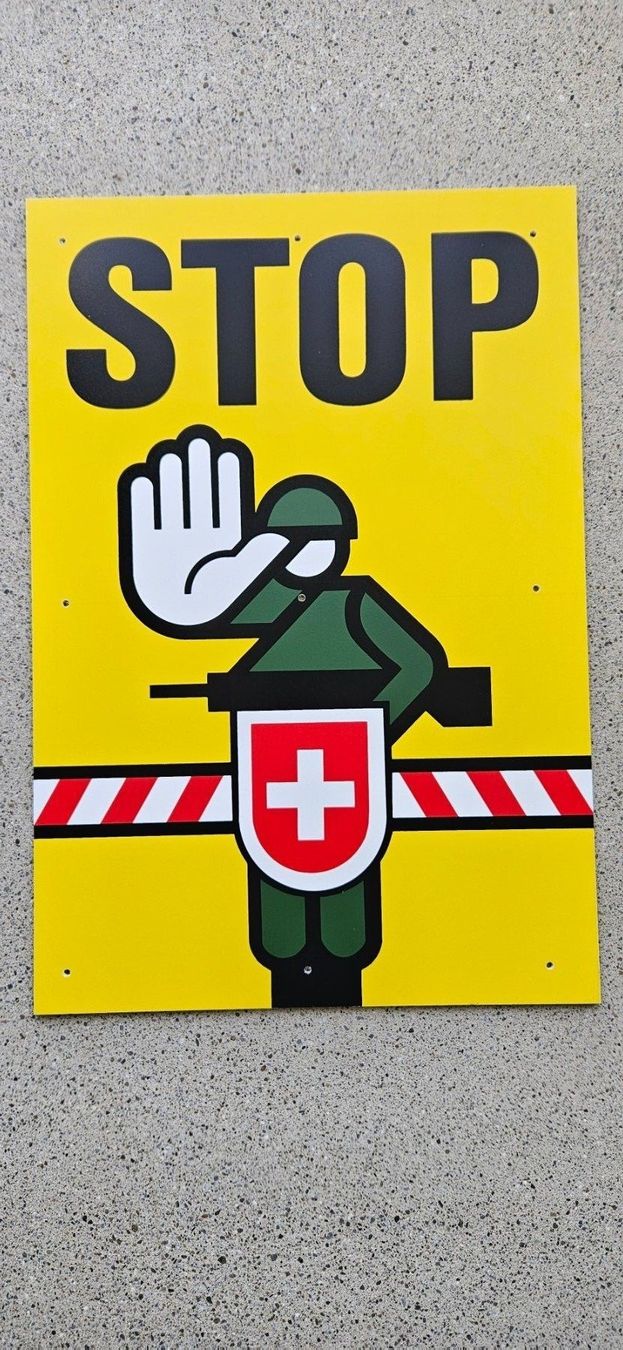 Insegne: *** Warntafel gross Grenze STOP ! *** – Nuovo (secondo la descrizione) da Riedholz venduto da fr_sIruP
