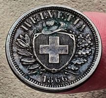 SCHWEIZ 2 RAPPEN 1866 *RAR*