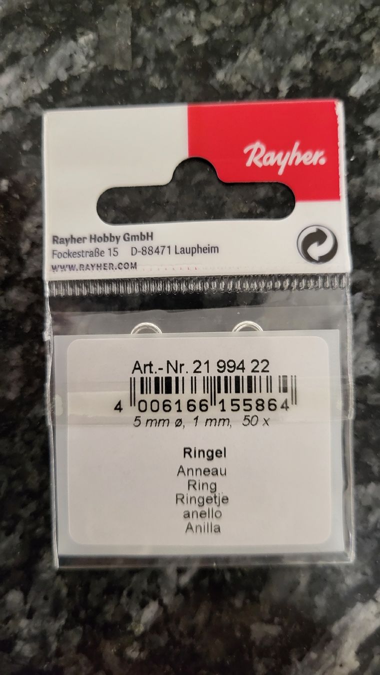 Perle (finte): 6 Pack Rayher Ringel, 5mm Durchmesser, 50 Stück, Bastelnähen – Nuovo e nell'imballaggio originale da Strengelbach venduto da maskil 1