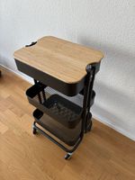 IKEA RÅSKOG Rollwagen schwarz inkl. HÖGSMA Bambusdeckel 