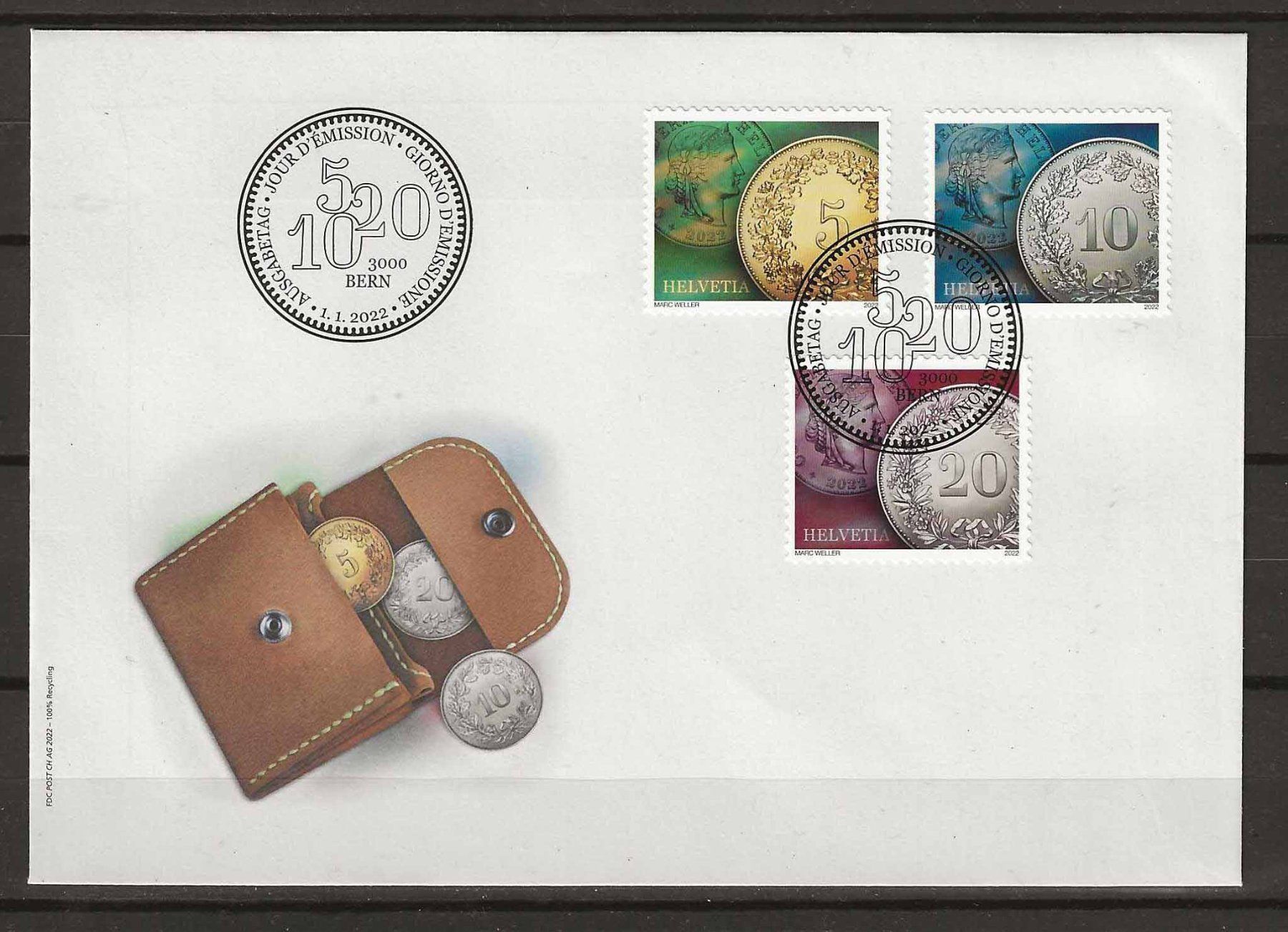 Tutti i francobolli: F1861 - FDC Pièces de monnaie – Usato da Trélex venduto da Phil_Albert