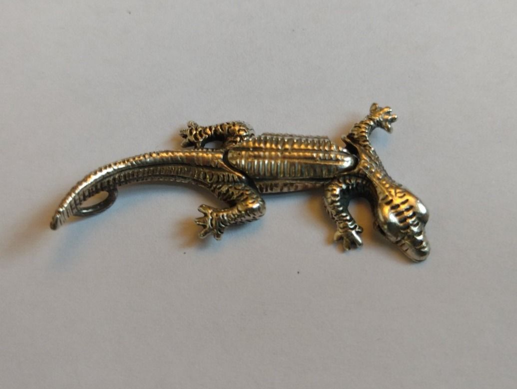 Ciondoli: Silber Gekko Eidechse Anhänger, 925 Sterling Fein Silber – Usato da Baden venduto da TellsKuchenhaus 1
