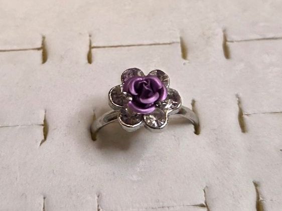 Anelli: Bague Argent Rose Violette Strass ajustable – Nuovo (secondo la descrizione) da Territet venduto da Cenh 3