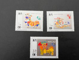 Macau 1992 LÖWEN- UND DRACHTÄNZE Komplettset ** Luxus (B888)