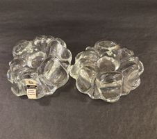 2 Kerzenhalter Steinlin Diamantglas,  handgegossen 
