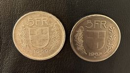 2 Silber 5Fr. 1967 und 1969