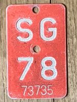 SG 78 - VELONUMMER - FAHRRADSCHILD - PLAQUE DE VELO - SG 78