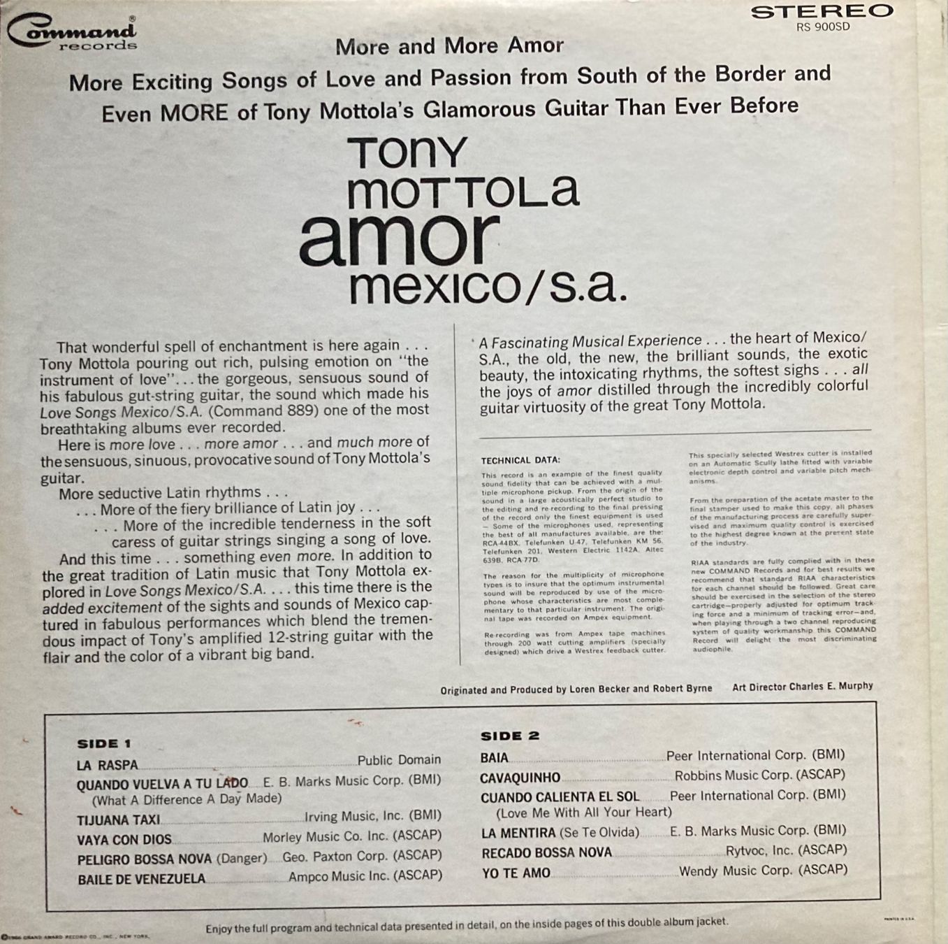 Schallplatten: TONY MOTTOLA - AMOR MEXICO / S.A. – Gebraucht aus Poliez-Pittet von Newtown-Records 1