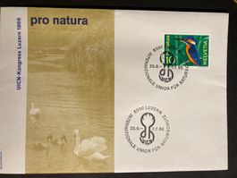 Schweiz 1966 Sonderstempel Cachet Marke Pro Natura 2.St. unt