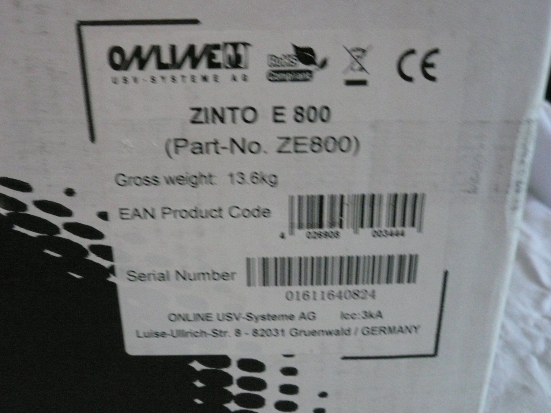 Elektronikbauteil: Online USV System Zinto E-800, USV-System – Neu (gemäss Beschreibung) aus Rotkreuz von Busa17 4