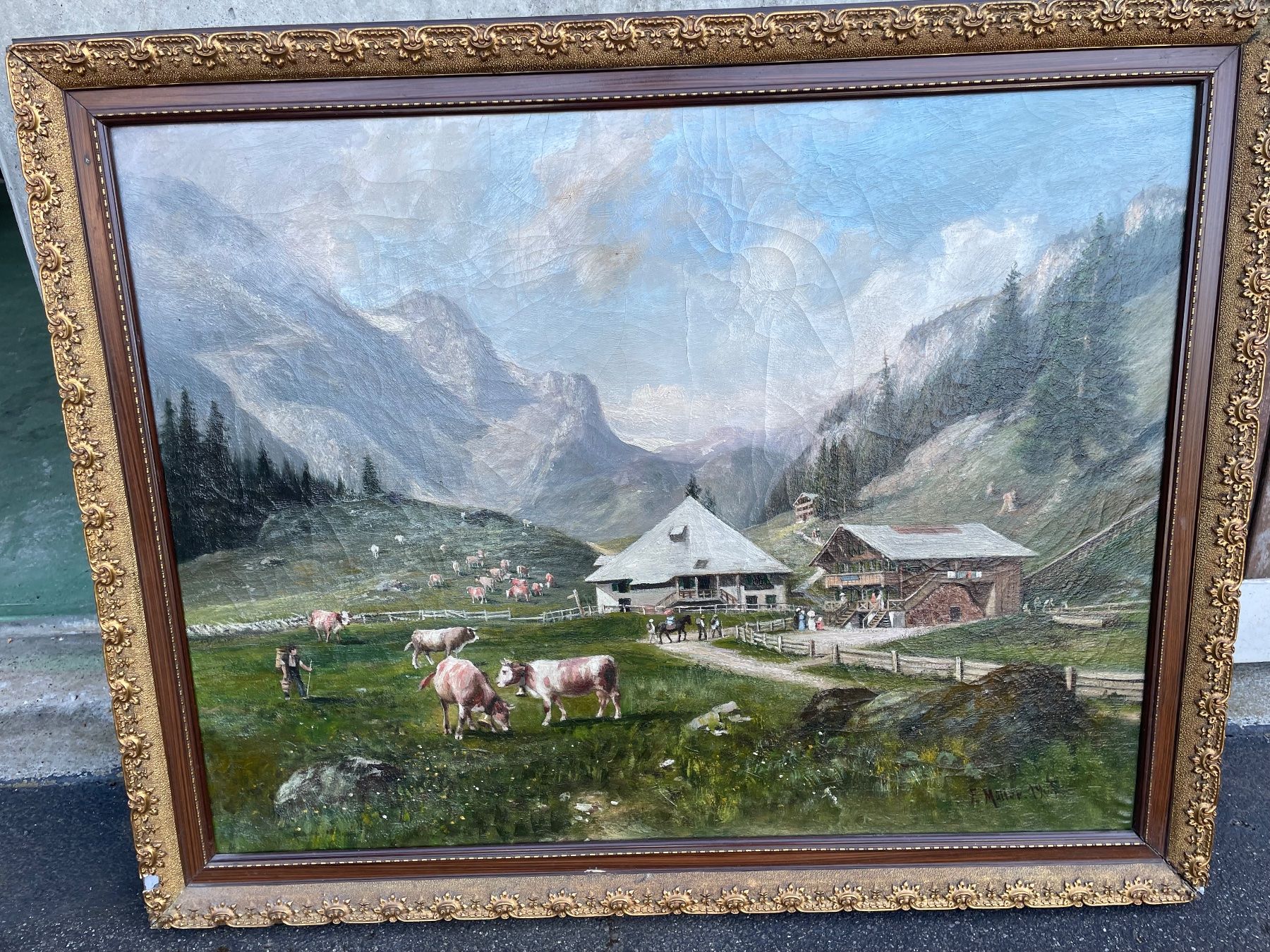 Gemälde: Bild Almlandschaft F.Müller 1901 – Gebraucht aus Hermetschwil-Staff von Naeppi99 9