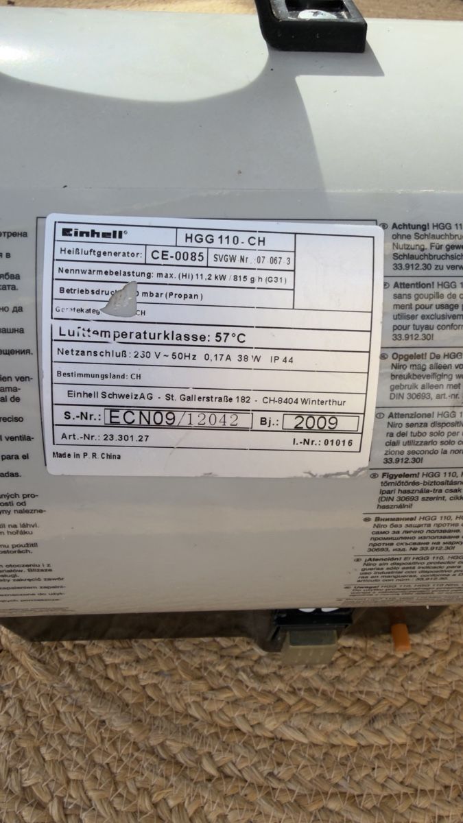 Einhell Radiateurs: Heissluftgenerator Einhell HGG 110-CH gebraucht – D'occasion à Thunstetten par Specht71 4