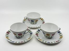 3-teiliges Kaffee-/Teetassen-Set Bavaria mit Blumenmotiv
