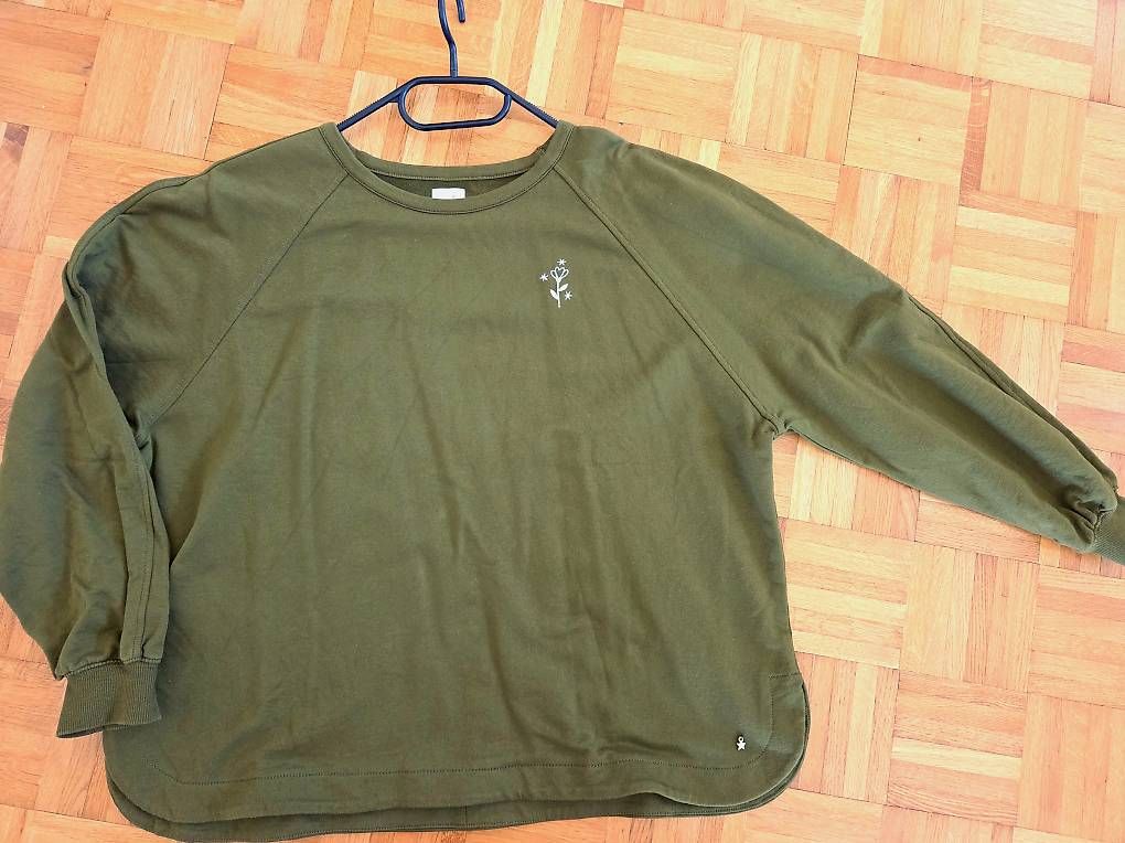 Top: Pull vert olive kaki Des Petits Hauts taille 2 100% coton – Usato da Lausanne venduto da kit_7j6s 1