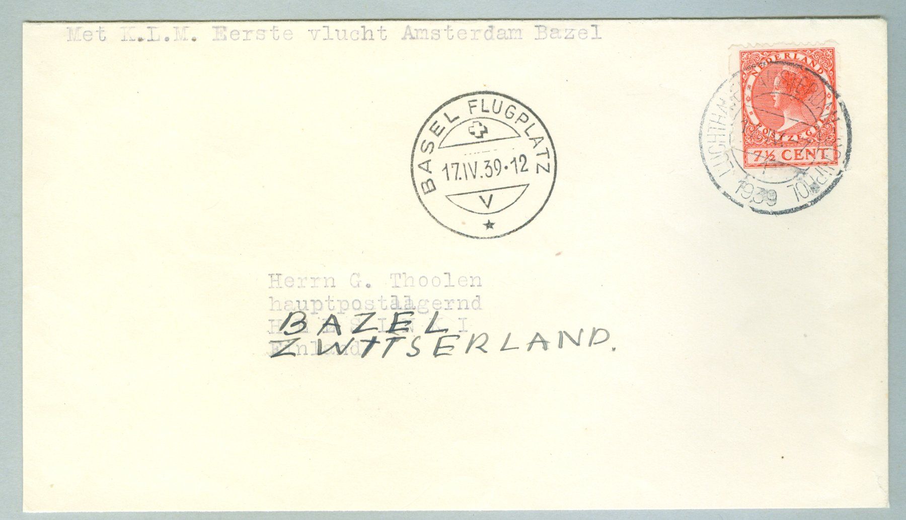 Tutti i francobolli: 1939 Niederlande Flugpost RF – Usato da Zürich venduto da yago-rot
