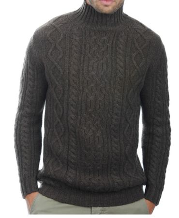 Balldiri Kaschmir Pullover Herren 10-fädig Stehkragen Zopf