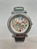 Yaki-Uhr mit farbigen Steinen und grünem Armband, gebraucht