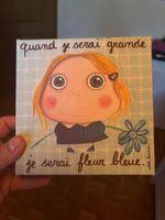 Petit tableau enfant Isabelle Kessedjian fleur bleue tbe