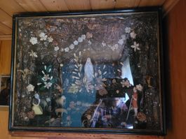 Maria Mutter Gottes religiöse Ikone Relief 3D Vitrine Antik