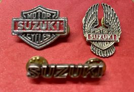 Seltenes 3er Set Suzuki Vintage Pin’s aus den 80’s