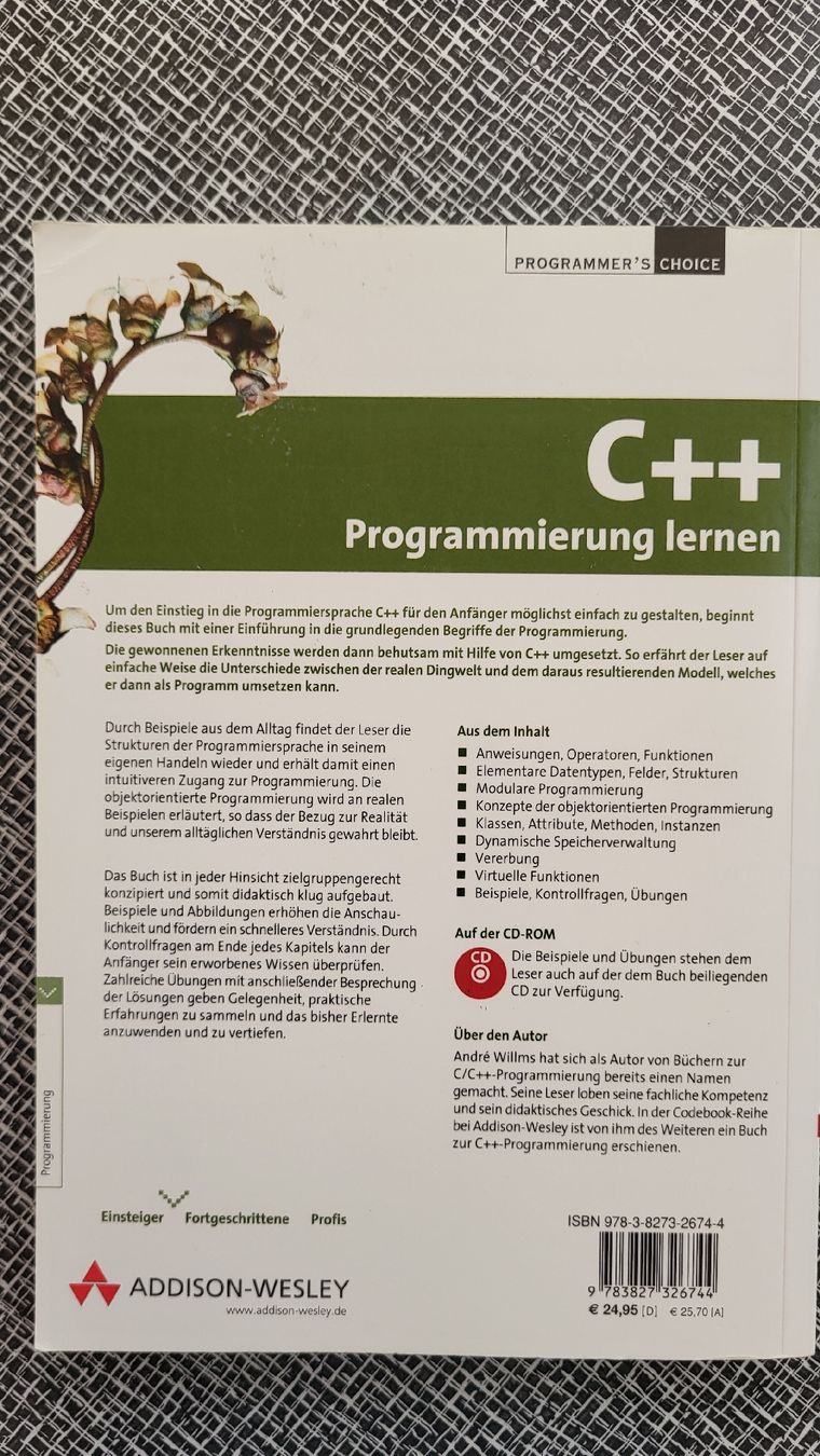 Bücher: C++ Programmierung lernen von André Willms Addison-Wesley – Neu (gemäss Beschreibung) aus Döttingen von Alis68 3