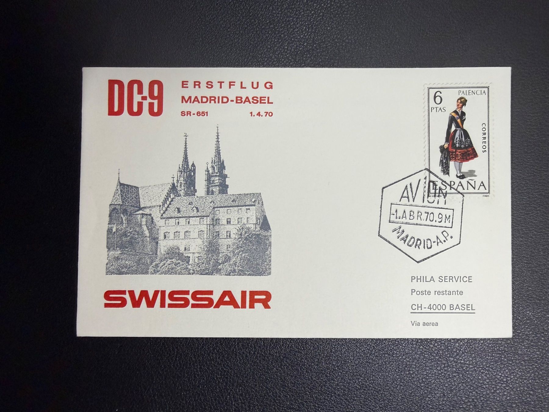 Tutti i francobolli: Swissair Erstflugbrief Madrid-Basel 1970 – Usato da oberrüti venduto da jeanmei