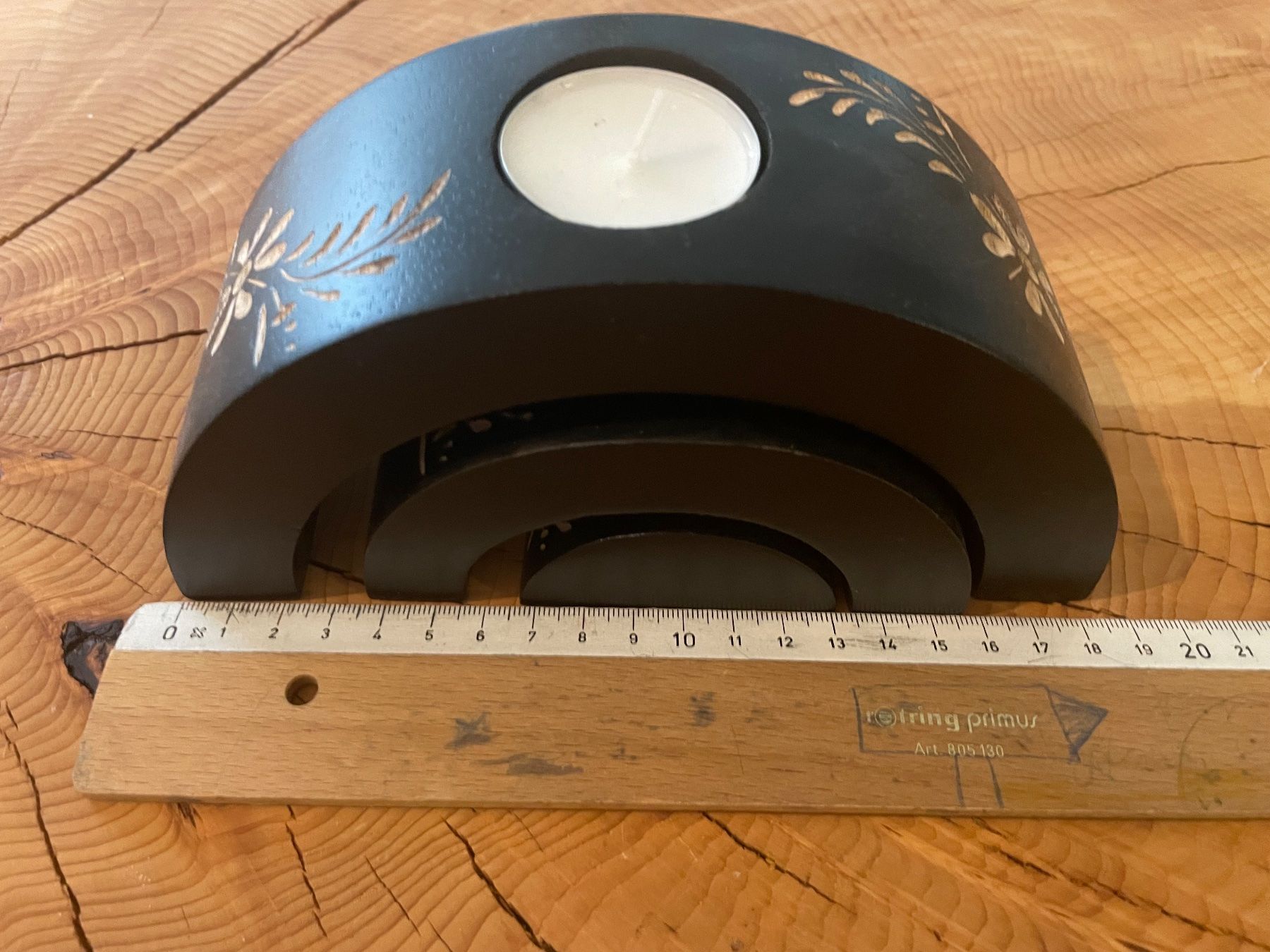 Portacandele: Holz-Teelicht-Kerzenhalter Schwarz Blumenmuster – Nuovo (secondo la descrizione) da Zürich venduto da and_bbr2 1