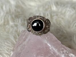 Vintage Silberring 925 mit schwarzem Stein