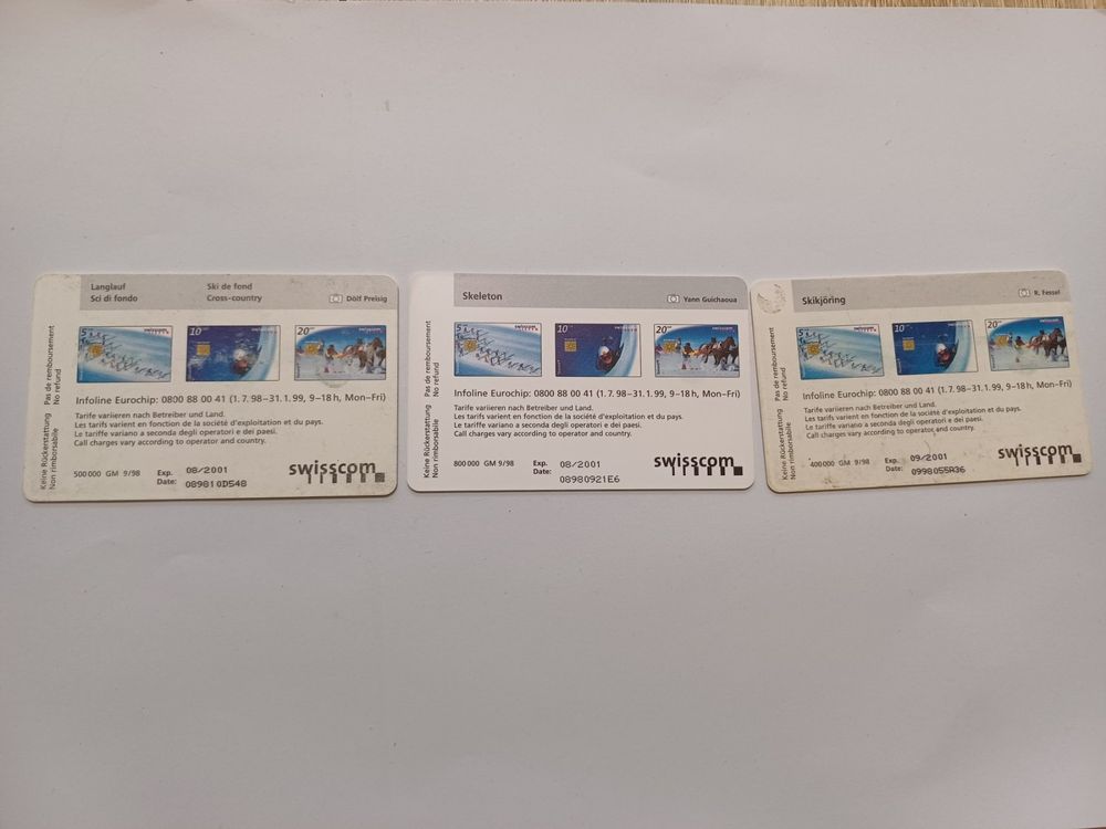 Swisscom Cartes de téléphone: 8x Taxkarten Invacare, Fussball, Wintersport – D'occasion à Walenstadt par emynmuil1 2