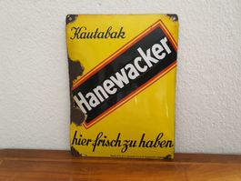 Altes Emailschild Hanewacker Kautabak Schild Vintage 50er