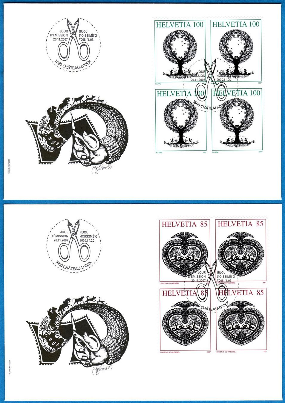 Tutti i francobolli: 2007 4 - Block FDC  Scheerenschnitte   SBK 59.20 – Usato da Mellingen venduto da Ginger 1