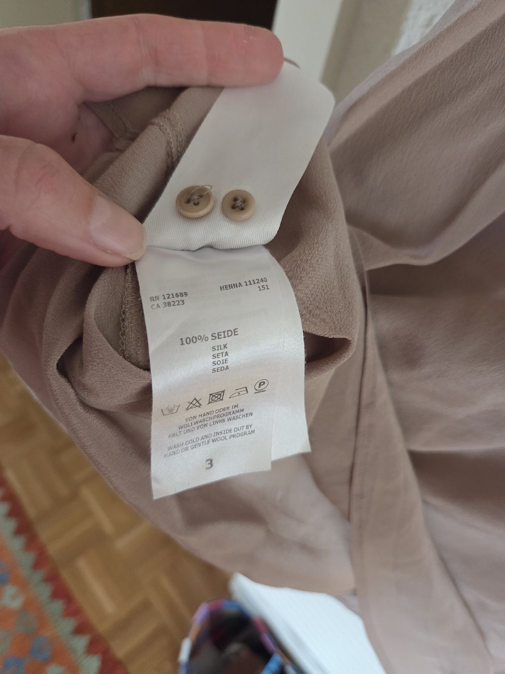 Drykorn Camicette: Drykorn Seidenbluse Grosse 3 Hellbraun – Usato da Walchwil venduto da Petulas 4
