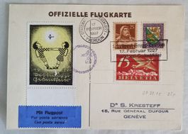 JB38) 1927 Flugpostbrief mit Vignette Orginalkarte Lp