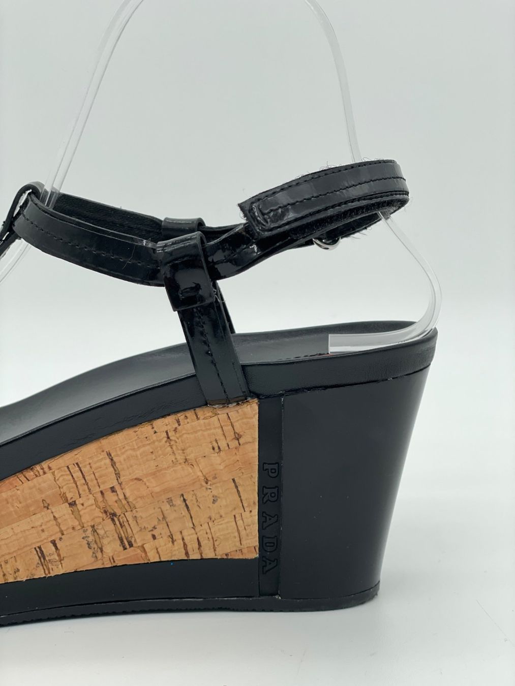 Prada Scarpe da donna: Prada Cork Wedge Sandale mit Absatz EU 38.5 Schwarz – Usato da Zürich venduto da shoe_shop 4