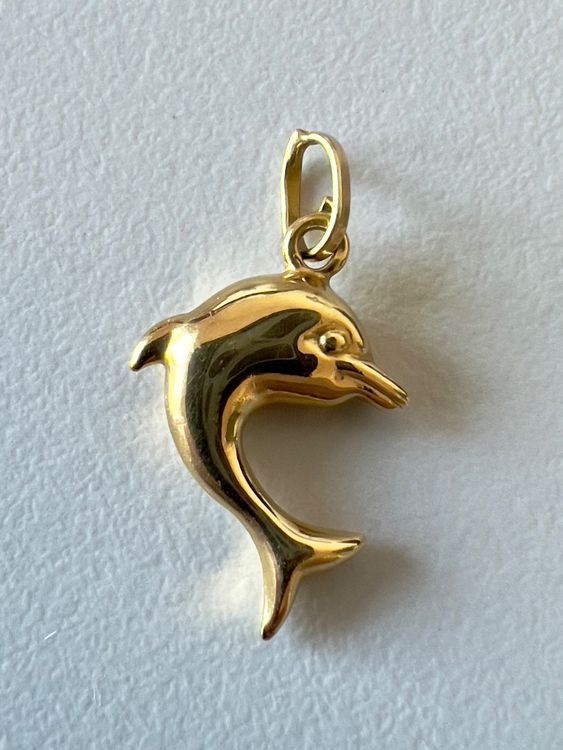 Ciondoli: Goldener Delphin Anhänger, 750 / 18K Gold - 1.53 g – Usato da Merenschwand venduto da stardust.12
