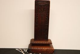 Antike chinesische Ahnentafel Holz geschnitzt Tempelaltar 36