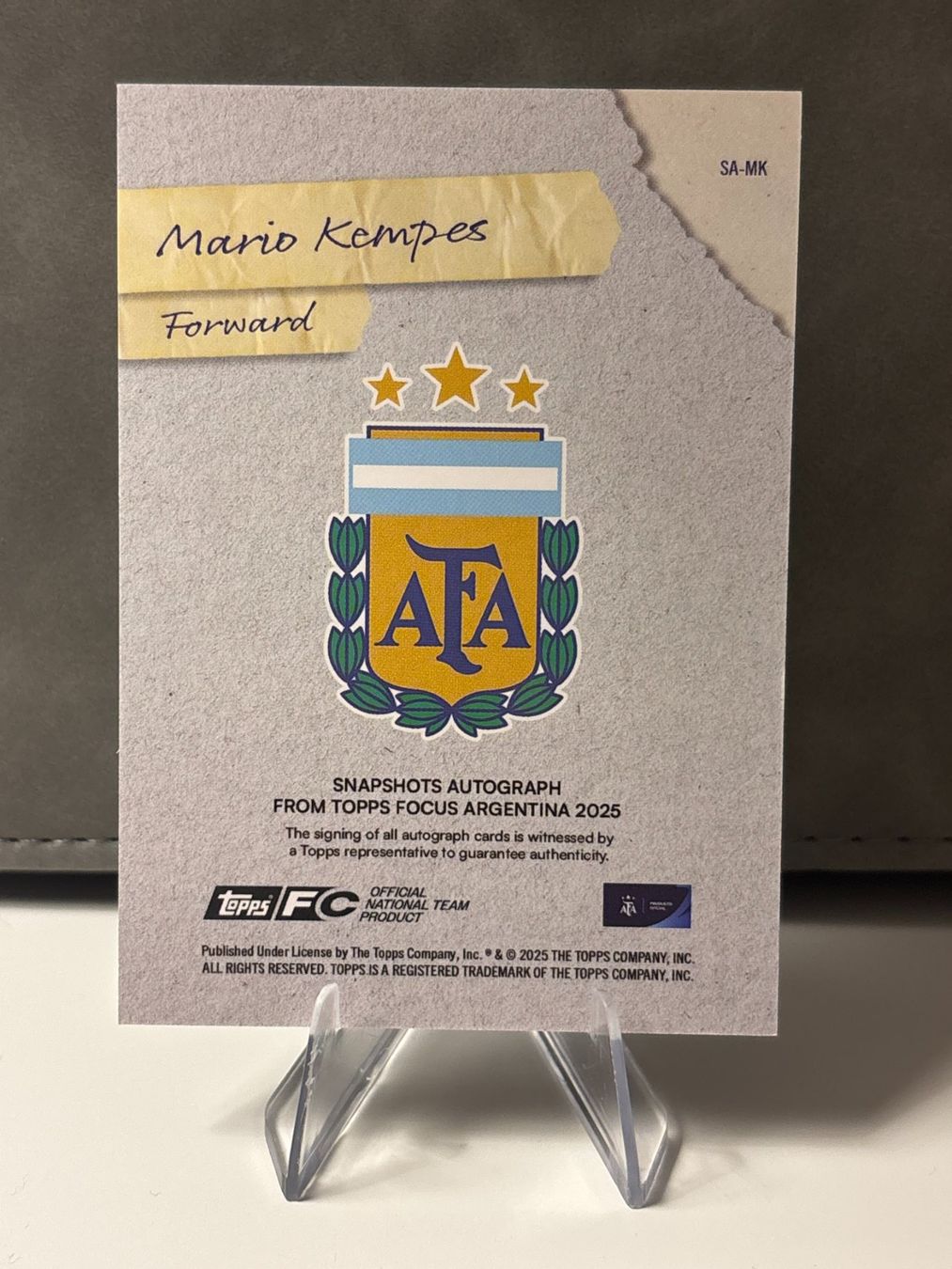 2025 Topps Focus Argentina Mario Kempes Snapshots Auto /99 (Neu (gemäss ...