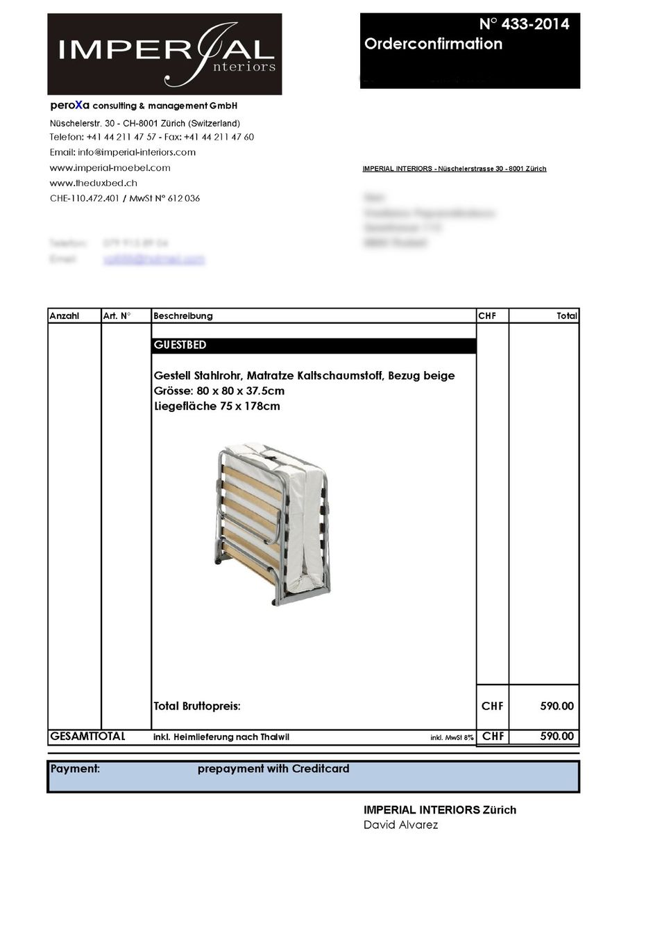 Lits: Foldable Bed – Excellent Condition & Auto-Unfolding – D'occasion à Thalwil par vp987 3