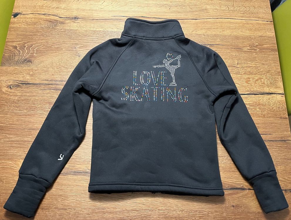 FEESHOW Eiskunstlauf Jacke Mädchen - Glitzer Strass Langarm Slim Fit