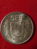 5 Franken Münze 1965, Vintage Sammlerstück, Top Zustand