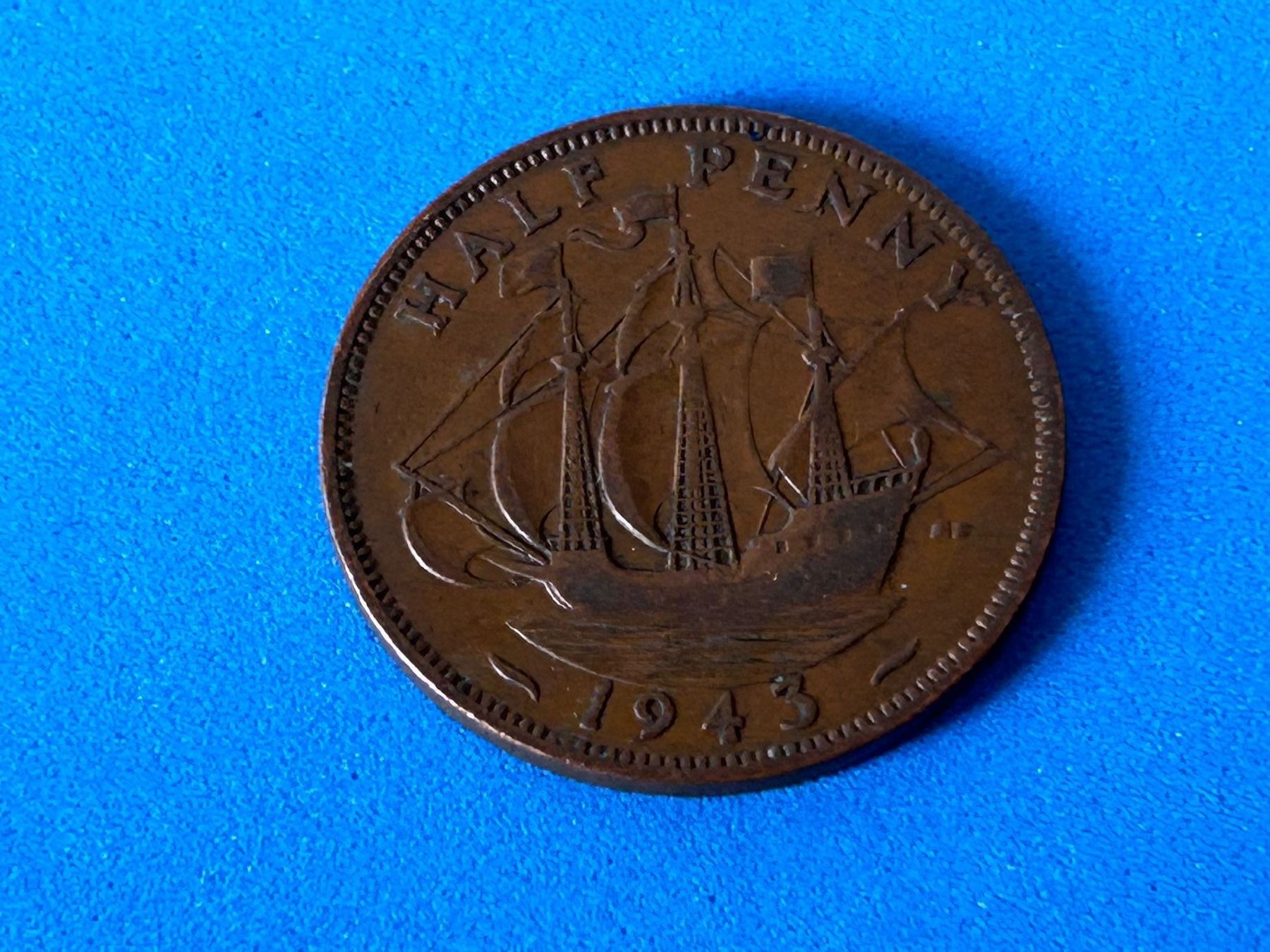 Alle Münzen: UK - Half Penny - George VI 1943 – Gebraucht aus Corcelles NE von AJKader 2