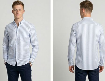 Chemise homme AMI Paris rayée bleue et blanche, T.M