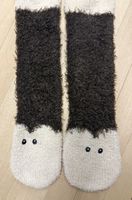 Kuschelsocken mit Tiermotiv dunkelbraun beige