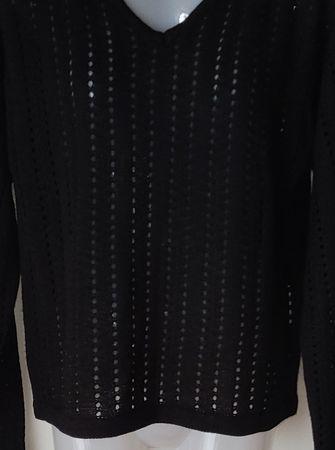 Süser Damen Pullover schwarz V-Ausschnitt Strickoptick