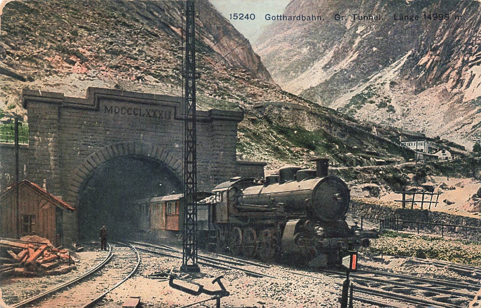 Ansichtskarten: Göschenen UR Gotthardbahn Tunnel Dampflok bahn – Gebraucht aus Biasca von Blenio71