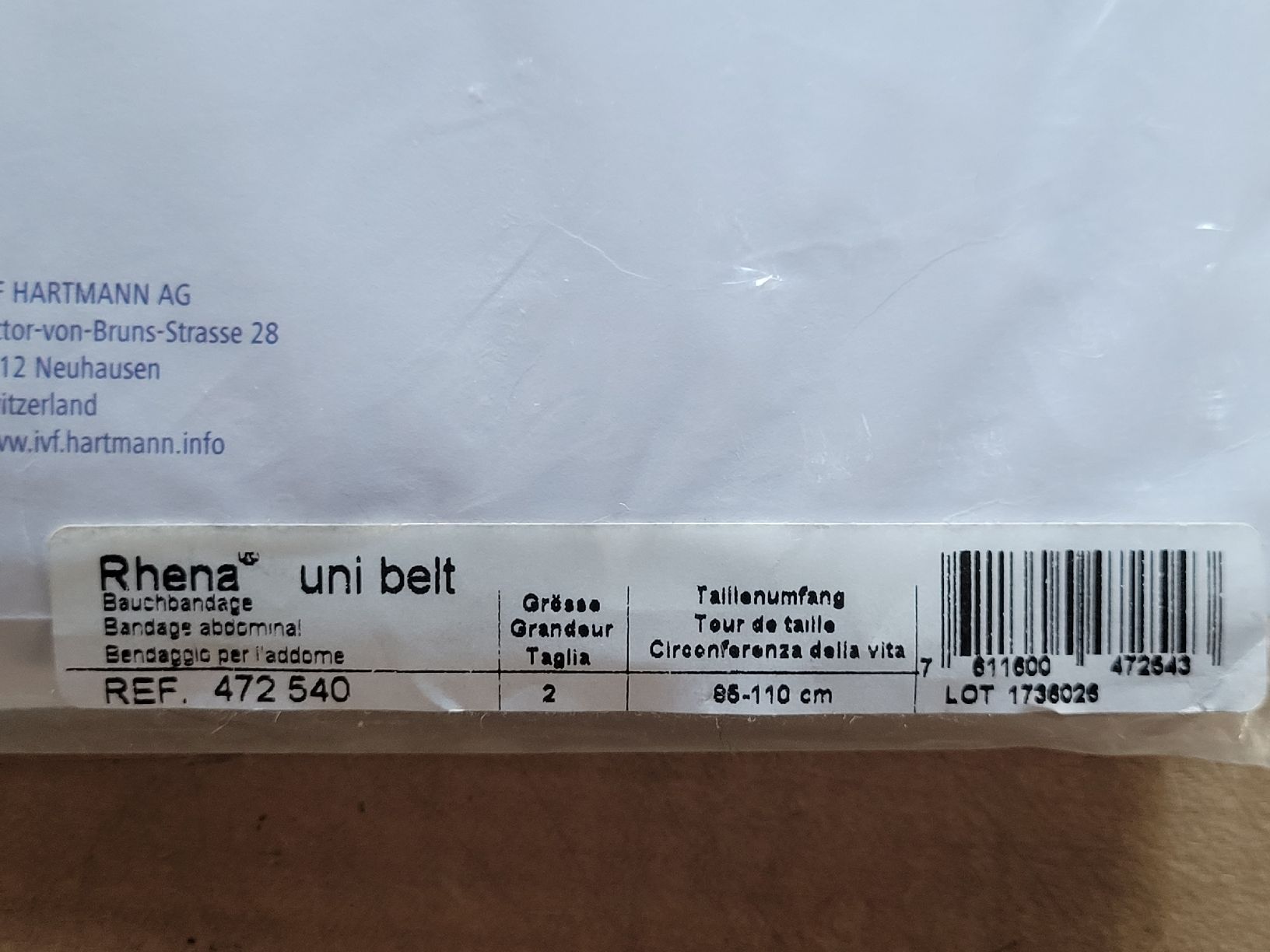 Gürtel: Rhena Bauchbandage, Bauchgurt, Gr. 2 – Neu und originalverpackt aus Zürich von Engiadinabassa 5