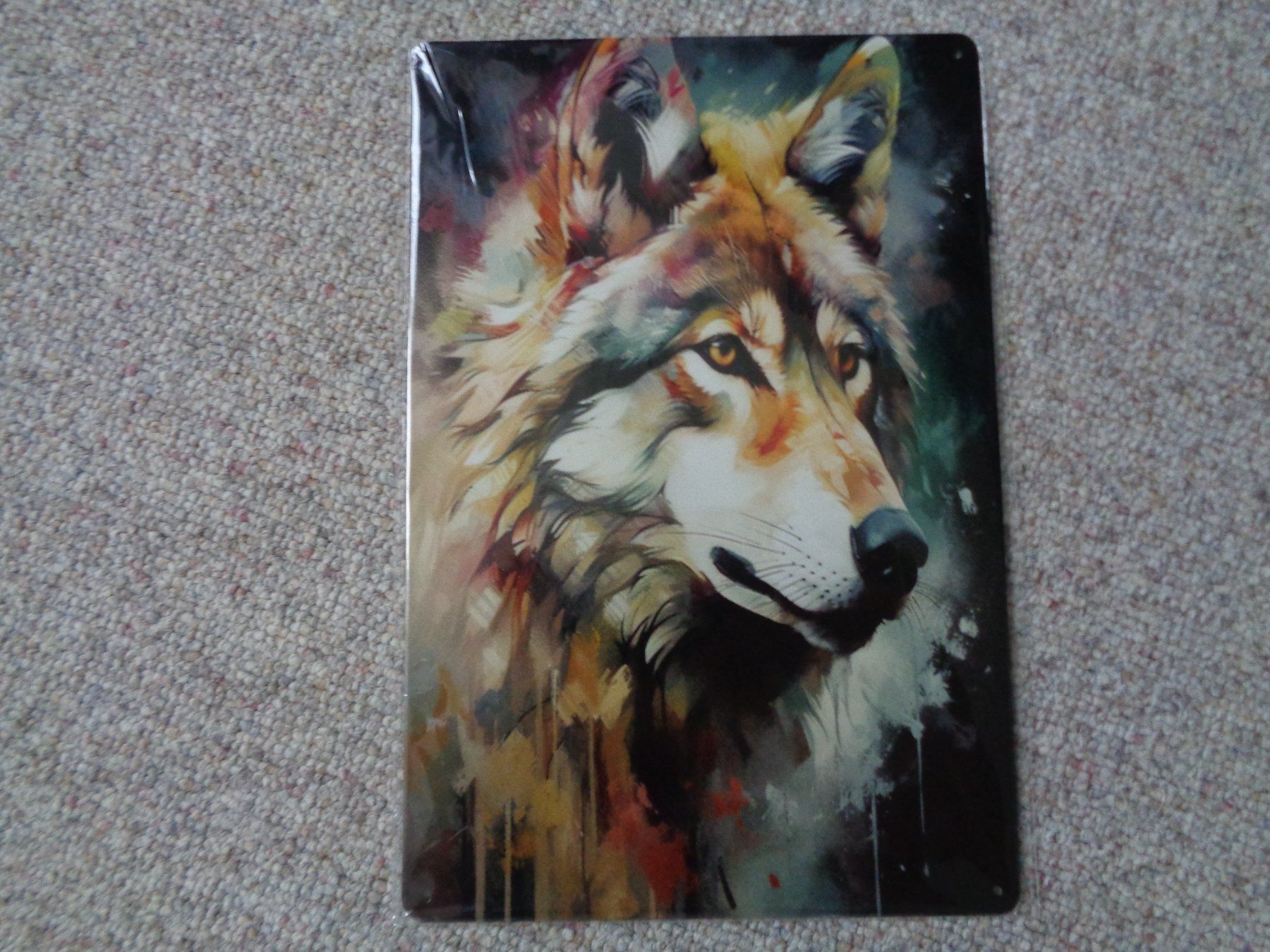Schilder: Aluschild farbiger Wolf Kopf (20x30 cm) – Neu und originalverpackt aus Langenbruck von Gumsi 1