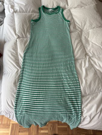 Robe longue à rayures vertes et blanches Tommy Hilfiger T. L