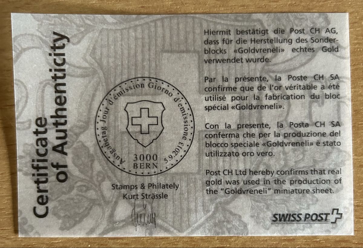 Tutti i francobolli: Goldvreneli im Folder der Schweizer Post, Top! – Nuovo e nell'imballaggio originale da Wil ZH venduto da uhe_nw6s 3